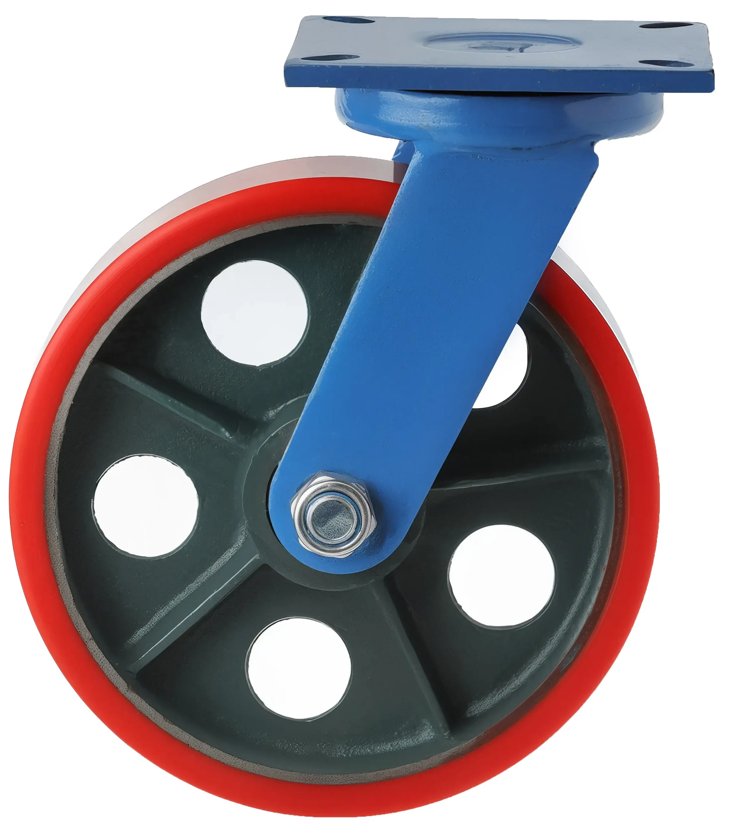 Сверхбольшегрузное полиуретановое колесо 150 мм, 1500 кг (площадка, поворотное, шарикоподшипник) - 2016S
