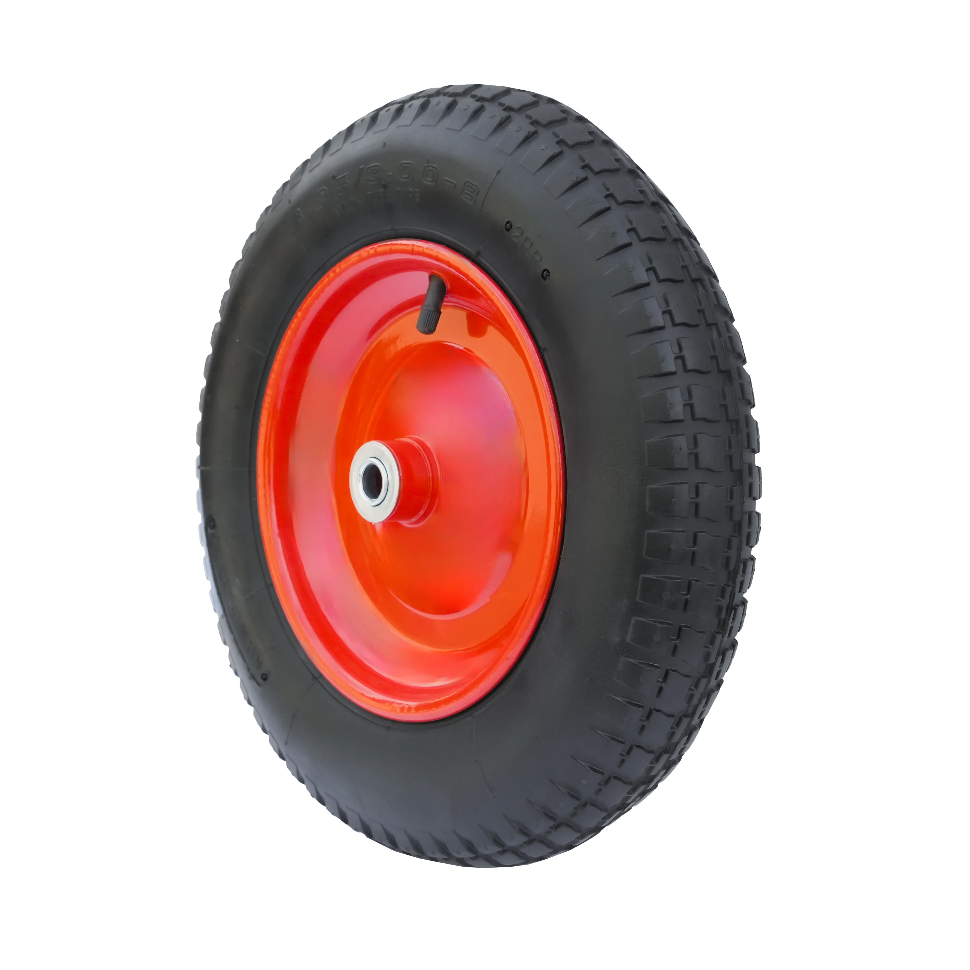 PR 2402-16 - Колесо для тачки / тележки пневматическое 3.25/3.00-8, сварной диск, диаметр 360 мм, ось 16 мм, металлический обод, симметричная ступица, шариковый подшипник