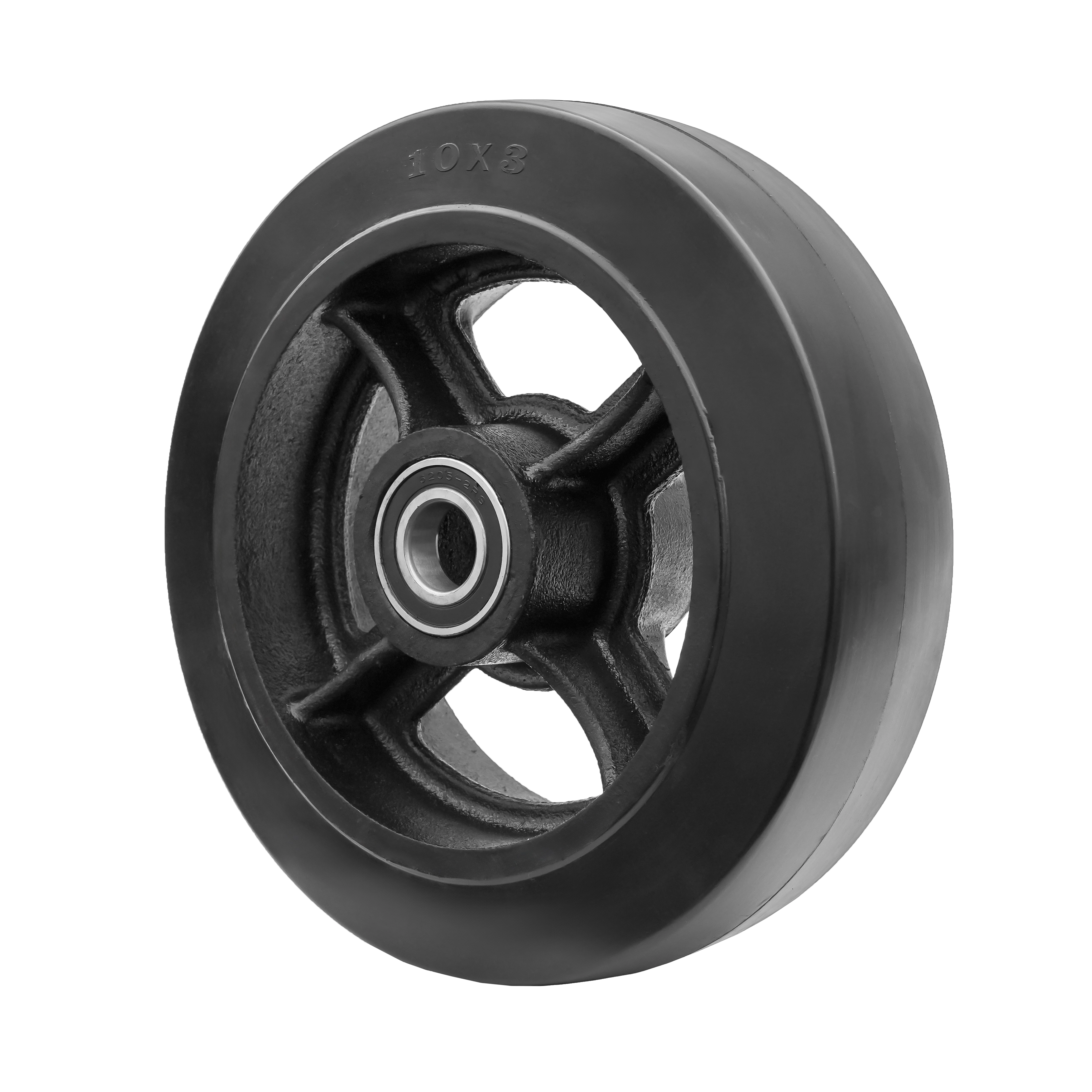 DL90 (K) - Большегрузное колесо без кронштейна 255мм (черная резина, двойной шарикоподш.)