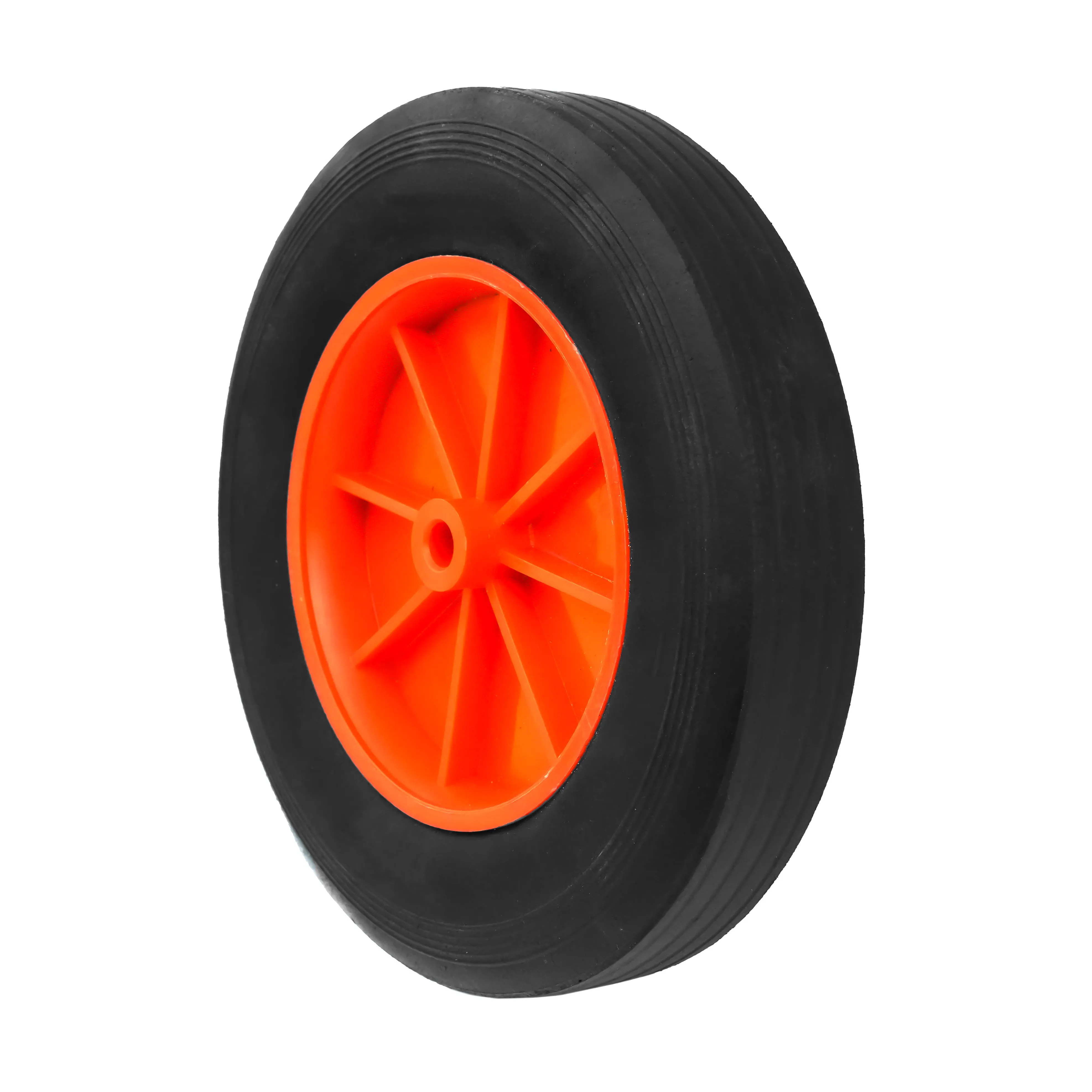 SR 1308-10 - Колесо для тачки / тележки литое бескамерное, диаметр 200 мм, ось 10 мм, пластиковый обод, симметричная ступица, втулка скольжения